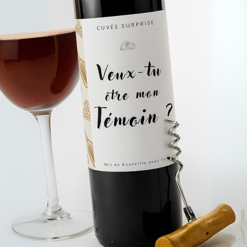 Etichetta personalizzata del testimone (confezione da 2) - Vuoi essere il mio testimone? Matrimonio – Regalo unico – Da incollare sulla bottiglia di vino – Annuncio di matrimonio – Richiesta testimone