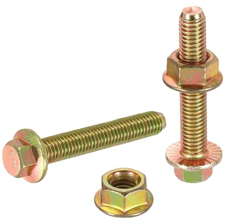 sourcing map M8 x 45mm Flanged Hex Head Bolts, 10Pcs Zinc-Plated Carbon Steel Flange Hexagon Screws with Nuts, Fully Threaded, for Machinery Industry Home Appliances
