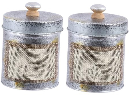 BESTYASH Lot De 2 Pots De Stockage En Fer Vintage 2l Couvercle, Boîte Cuisine En Métal Argenté, Étanche, Multifonction Pour Conservation Alimentaire Et Décoration Maison
