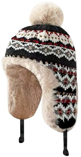 FOSDICK Cappelli Invernali Uomo Donna Cappello Russo Caldo Ushanka Hat Antivento Berretto con Paraorecchie Caldo Cappello Aviatore Berretto Uomo Invernale per Ciclismo, Sci, Pattinaggio, Caccia, Nero