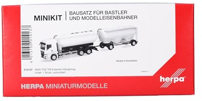 Herpa byggsats MiniKit MAN TGS TM mjölksilolastbil med släpvagn, vit (1 st), miniatyr i skala 1:87, samlarobjekt, byggsats i plast