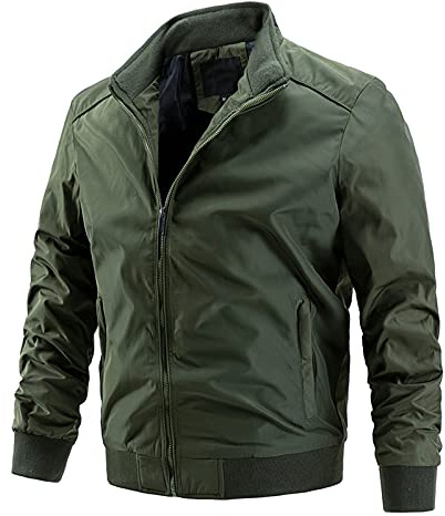 Hommes décontracté Hiver et Automne Chaud léger Veste Fermeture éclair Manches Longues Poche lâche Manteau Militaire Coupe Vent Blouse Veste De Cuisine Homme Chef en Cuir Homme Bleu Capuche (L)