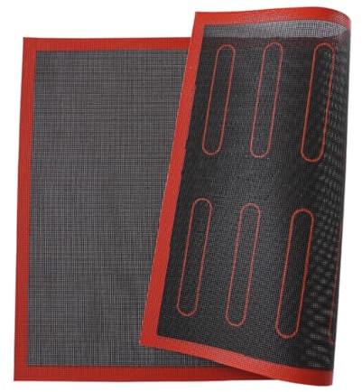 Tapis de cuisson antiadhésif en silicone avec 18 moules à éclairs, doublure de plaque à pâtisserie pour biscuits, pain, biscuits et pâte feuilletée, réutilisable