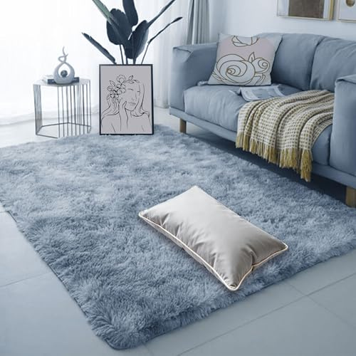 Hög Lugg Matta 270 x 290 cm Silkeslen Päls Är en Slät Och Modern Lång Lugg Mattor för Vardagsrum Tvättbar för Sovrum, Hemmatta, Golvmatta, Ljusgrå