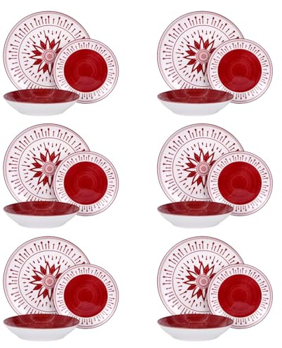 Servizio 18 piatti porcellana Mistral rosso