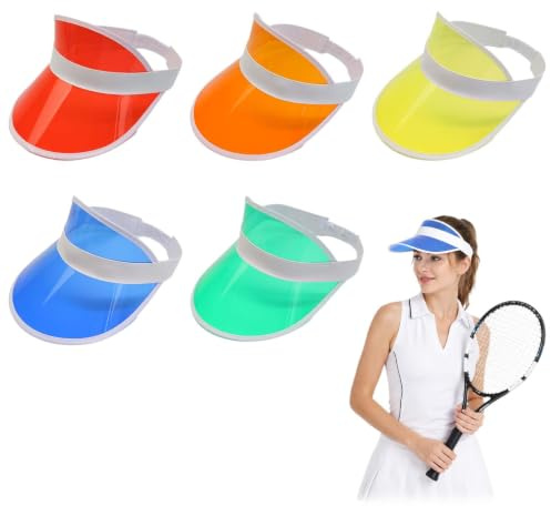 ZHYUAN 5 STK Sonnenblende Hut Kunststoff, Neon Sonnenblende Hüte, Kunststoff Sonnenvisiere, Transparente Sonnenvisiere, Neon Sonnenblende, Sonnenblende Hüte,für Partys, Strände, Golfpartys,Tennis