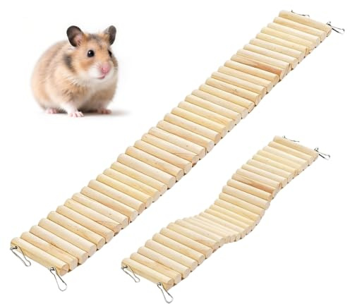 SZSMW 2 PièCes Pont en Bois Pliable - Jouet de Pont D'éChelle de Hamster | Pont Pour Hamsters,Ours DoréS,Convient Aux Hamsters,Ours DoréS,Planeurs à Sucre Et Autres Petits MammifèRes（8*60 Cm,8*40 Cm）