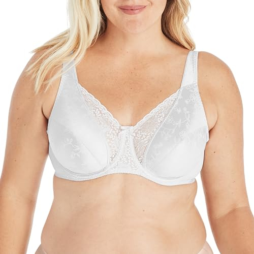 Playtex Womens Secrets Full-Figure Underwire Bra, Beautiful Lift Full-Coverage Underwire Bra, White, 34D