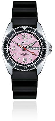CHRIS BENZ ONE Medium 200M Taucheruhr mit Kautschukband, Anemonenrosa, schwarze Lünette