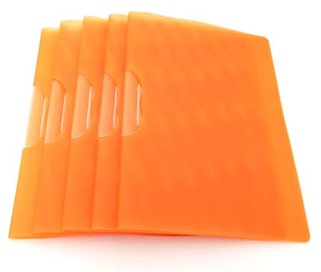 Alevar Cartellina portadocumenti con Clip Fermafogli - Blocca fino a 30/40 Fogli A4 - Confezione da 5 Pezzi - Colore Arancio Fluo