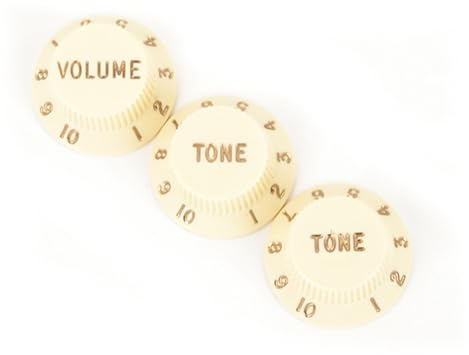 Fender© »Strat Pot Knobs« Boutons de commande pour Stratocaster® - Volume/Tone/Tone - Parchemin