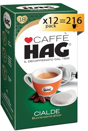 Hag - Caffè in Cialde ESE Decaffeinato - Miscela Espresso per Macchina Portafiltro Monodose - 12 confezioni da 18 cialde (totale 216 cialde)