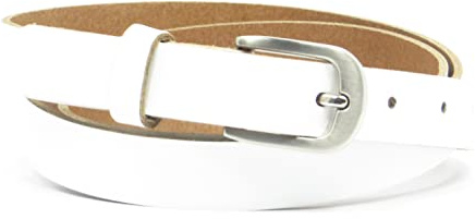 Chrissys-in Ledergürtel aus feinem dünnen Rindsleder 2 cm breit weiss schmaler Gürtel Damengürtel