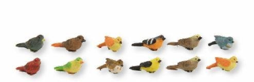 Krippenzubehör Vogelset 12tlg. Höhe 1,3cm, geeignet für 10-12cm Figuren handbemalen