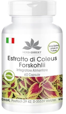Coleus forskohli Extract 50mg with 10mg forskolin, Vegan, 60 Capsules, Without Silicon Dioxide | HERBADIREKT by Warnke Vitalstoffe - German Pharmacy Quality