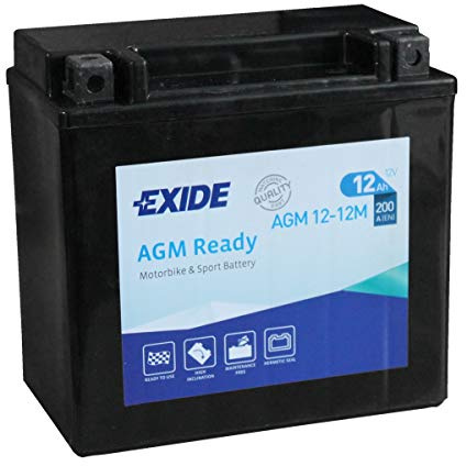 EXIDE AGM12-12M AGM Ready Starterbatterie 12Ah 12V 200A AGM Kompatibel mit BMW MOTORCYCLES F K R R 1200