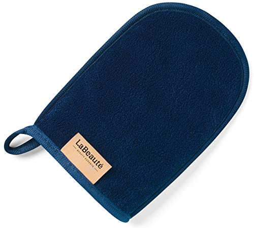 LaBeauté Abschminkhandschuh Mikrofaser (20x13 cm) waschbar und wiederverwendbar, Make Up Entferner Glove, Abschmink Handschuh, zum Gesicht Abschminken & Gesichtsreinigung (navy)