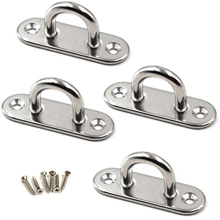 Flomore M8 Augplatte 304 Edelstahl Haken Wandmontage Haken Packung mit 4 (Schrauben enthalten)