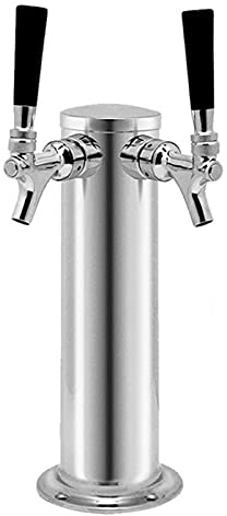 ATRNA Spillatore Birra, Torre della Birra alla Spina in Acciaio Inossidabile Dispensazione della Torre della Birra Dual Taps Bere Rubinetto per Uso in Casa Bar Pub