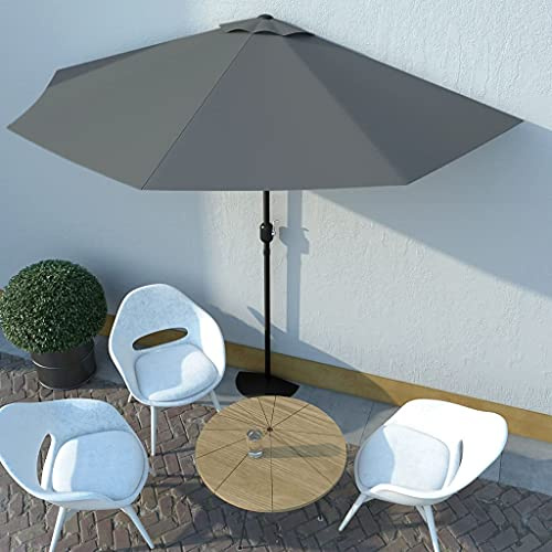 YITHOPI Halbschirm, Halb-Sonnenschirm Balkonschirm Kurbelschirm Schirm Halbrund Stahl, Mit Lüftung und Kurbelsystem, Anthrazit 300×150 cm Halbrund