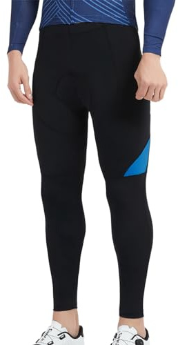 Santic Cykelbyxor för män, vadderade långa svarta tights, leggings, utomhus, cyklist, ridning, cykelkläder, B-blå, XXL