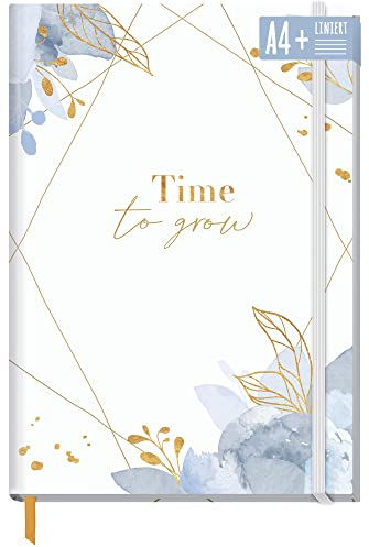 paper&you® Notizbuch liniert A4+ mit Gummiband Time to Grow 156 Seiten, 78 Blatt - liniertes Notebook, Journal, Skizzenbuch, Tagebuch - nachhaltig & klimafreundlich