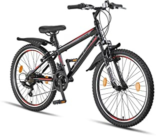 Chillaxx Bike Escape Premium Mountainbike in 24 und 26 Zoll Fahrrad für Mädchen Jungen Herren und Damen - 21 Gang Schaltung (24 Zoll, Schwarz-Rot V-Bremse)