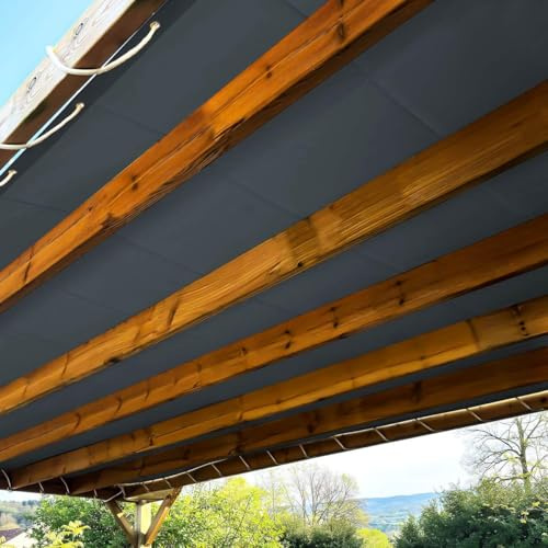 Telo per Pergola Grigio antracite 2x3 m - Garantia de 5 anni TECPLAST - LP506PR - Copertura Impermeabile in PVC per Pergola, Pergolato o Gazebo