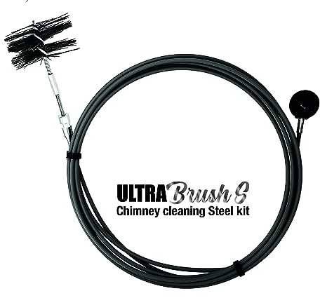 ULTRABrush S,Nettoyage de la cheminée,Kit de nettoyage poêle à granulés,Brosse ramoneur compatible avec tous les types de cheminées,Fil d'acier revêtu en plastique,Ultra robuste et coulissant. 6 m
