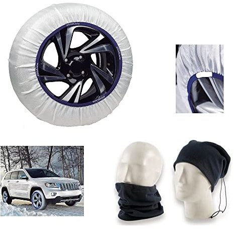 farbrothersonline SCHNEESOCKEN FÜR Reifen 245/45 R18 CALZANEVE Taglia L PER GOMME RUOTE Auto Schnee UND EIS IN INNOVATIVEM UND LEICHTEM GEWEBE ZUGELASSEN