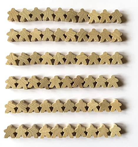 Spielfiguren aus Holz für Brettspiele, 16x16x10 mm, Menschen/Personen. Made in Germany. Natur, 60 Stück