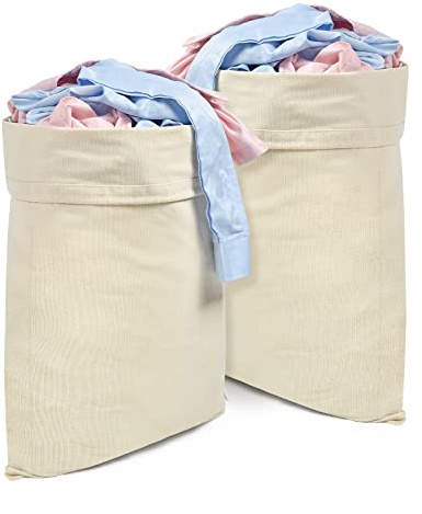 OTraki Bolsas Ropa Sucia de Tela 2PCS 50x70cm Bolsa Ropa Sucia Grande Duradero Transpirable Saco Tela con Cordón Multifuncional Reutilizable para Viaje, Casa, Senderismo, Camping