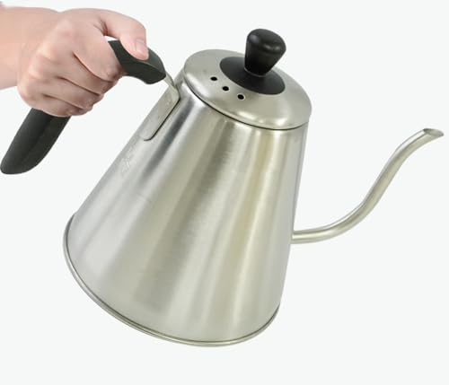 MAXWIN Pour Over Bollitore per Caffè 1L,Beccuccio Lungo a Collo di Cigno,Caffettiera Teiera Bollitore per Caffè Bollitore per Acqua Calda Acciaio Inossidabile per Fornelli a Induzione e a gas