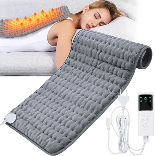 Frasheng Coussin Chauffant, 30x60cm Coussin Chauffant éLectrique Avec ArrêT Automatique et Coussin Chauffant à 9 Niveaux de TempéRature, Couverture Chauffante pour Dos,Cou,Épaules,Lavable en Machine