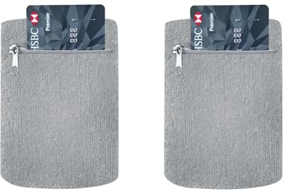 Handgelenktasche für Damen und Herren, Handgelenktasche mit Reißverschluss für Laufen, Basketball, Tennis, Reisen, Fitnessstudio und andere Sportarten, Hellgrau, 2 Stück
