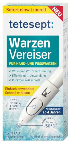tetesept Warzen Vereiser 15 ml - Zur Behandlung von Warzen an Händen und Füßen - Schneller und effektiver Vereiser für min. 15 Anwendungen