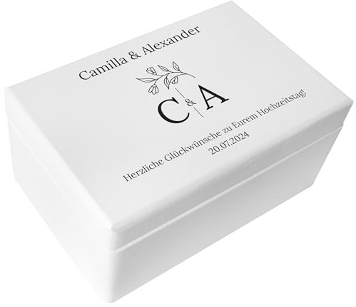 Creative Deco Weiß Hochzeitsgeschenke Personalisiert für Brautpaar Geschenk | zur Hochzeit | Erinnerungsbox Hochzeit JGA | Geschenkkiste | Holzkiste | Hochzeitsgeschenk Personalisierte Farbdruck