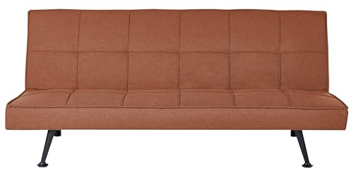 Beliani 3-Sitzer Sofa mit Schlaffunktion Stoff Gold braun Schlafsofa ohne Armlehnen Hasle