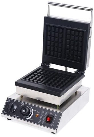OUBUBY Waffeleisen, Belgischer Waffelofen Antihaft Waffelgerät Zweikammer Waffelgerät Rechteckiges Waffelgerät Waffelofen Edelstahlgehäuse 1,5kw Geeignet für Bäckereien Restaurants