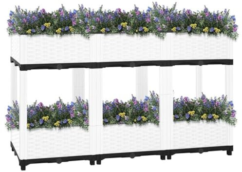 Aiuola Da Giardino Rialzata A 2 Livelli, Fioriera In Plastica Fuori Terra 80x40x71 Cm, Fioriera Da Esterno Rialzata Sopraelevata, Vassoio For Coltura Di Piante Modulare Compatto, For Piantare Ortaggi,