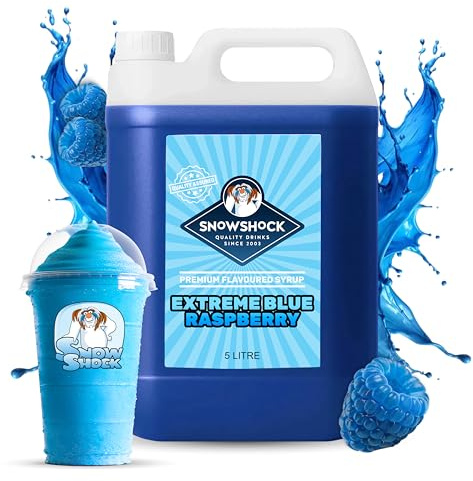 SnowShock Slush Syrup 5L Blue Raspberry | Slushy Concentrate Dilute for Ice Slushie Machine - Makes Up To 110 Drinks - Refreshing Frozen Drink Mix for Kids Parties, Cafes, Events & Food Vans | Vegan