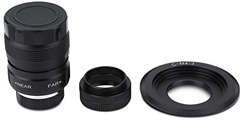 Objectif de caméra, Objectif à Monture C 25 mm f 1 4 Objectif en métal C M4 3 Adaptateur Bague Macro pour EPL5 EPM3 EPL7 Om D