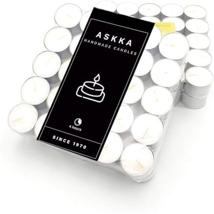 AASKKA 5 x 100 (500 unidades) velas transparentes de té, paquete grande, 4 horas de combustión, velas transparentes duraderas (juego de 5)