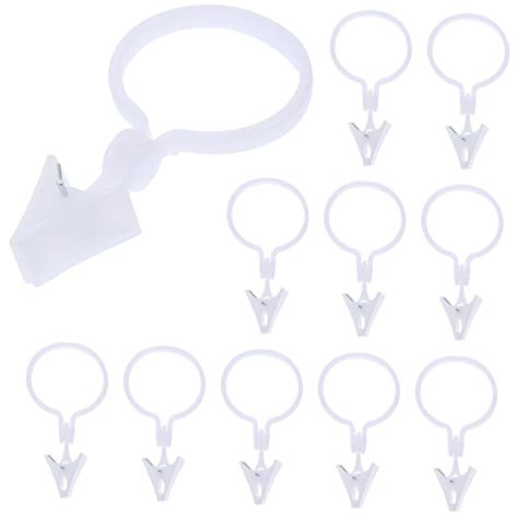 STOBAZA Anillos De Cortina con Clips 80 Piezas para Cortinas De Ducha Y Hogar Sin Taladro Fácil Instalación Clips para Barra De Cortina Romanas Y Cortinas De Habitacion