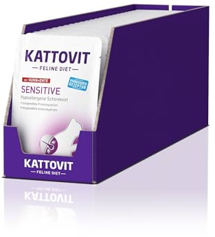 KATTOVIT - Sensitive Nassfutter für Katzen | Hypoallergenes Katzenfutter für ausgewachsene Katze | 24 x 85 g Huhn und Ente