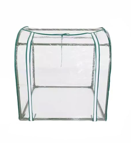 Winter Gewächshaus für Pflanzen Klein Außengewächshaus mit Rolltor Mit Reißverschluss Stahlrohrrahmen Hochtransparente PVC Lsolierfolie, für Den Pflanzenschutz(70x70x70cm)