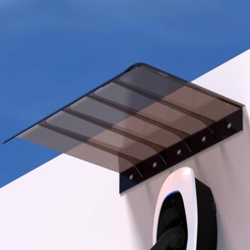 Marquesina para Puertas,Toldo Cubierta de Policarbonato,Techado para Entrada Transparente/Marrón,Tejadillo de Protección contra Sol y Lluvia,para Jardín Porche Balcón (35x90cm/14 x35,Brown)