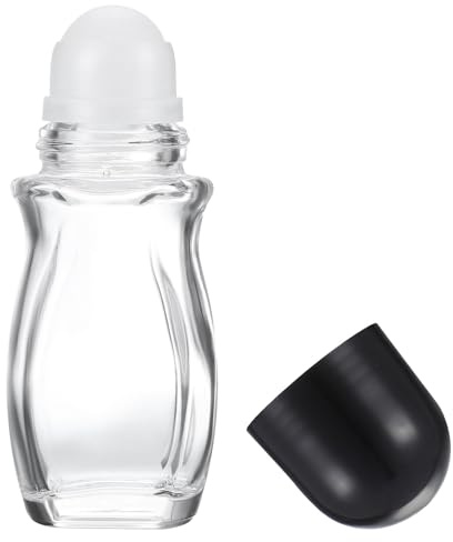 PATIKIL 50ml Glass Empty Roller Bottles, 1 Pcs Leak-Proof Massage Rollerball Container with Plastic Roller Ball for Storing Essential Oils Perfume, Black