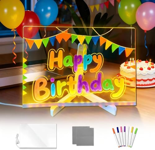 LED Note Board with with 7 Colors Pen for Kids | Rechargeable LED Drawing Board for Kids with 7 Markers, Light Up Drawing Board for Note-Taking and Gifts.
