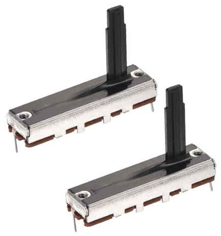 QUARKZMAN 2Pcs Potenciómetro Lineal Recto Simple Deslizamiento 3 Pines B10K 35mm(L) 20mm Recorrido 20mm Mango Fader Resistencia Variable Mezclador Potenciómetro Electrónico